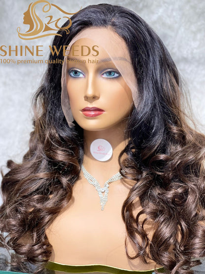 Medium Long Loose Wave Ombre 1B/4# Color Natural Hair 20inch