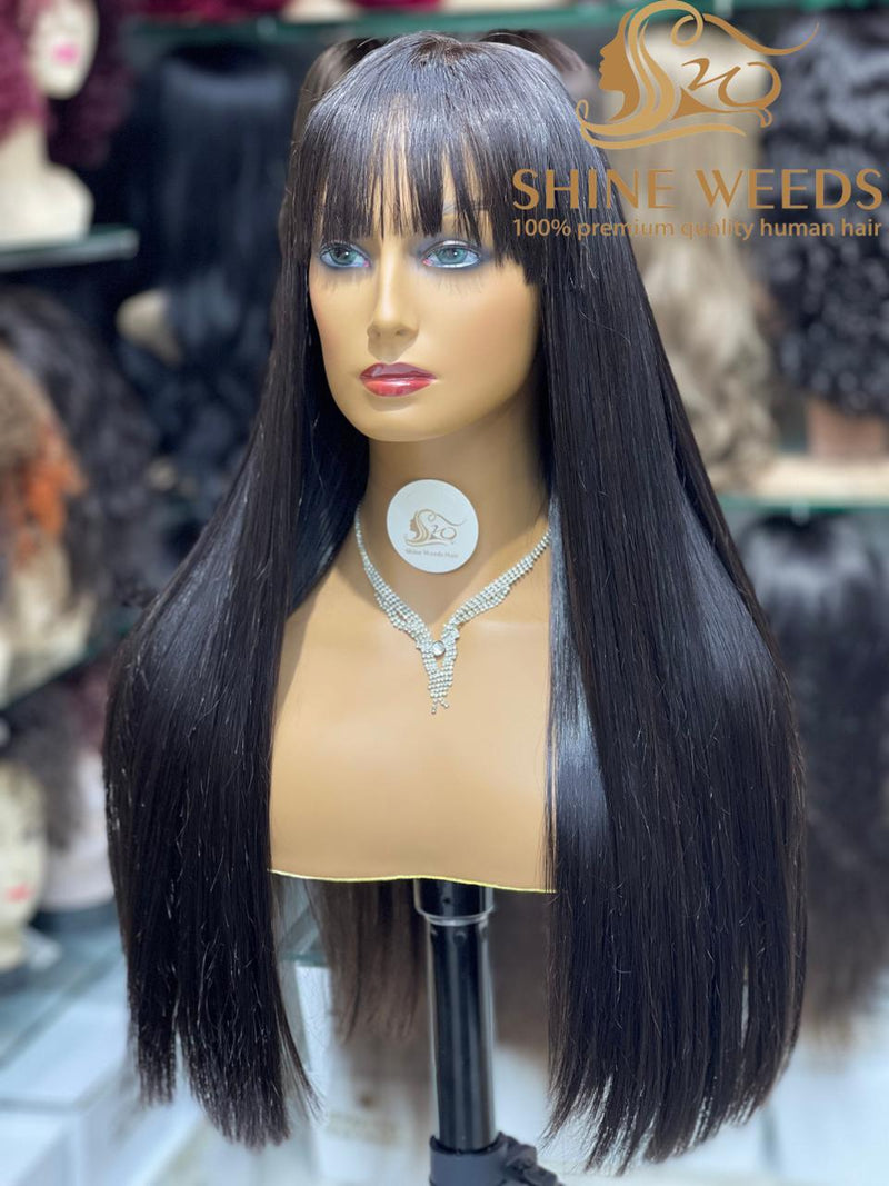 Long Silky Straight Hair with Bangs Natural hair Wig Super Model Style 24inch 618