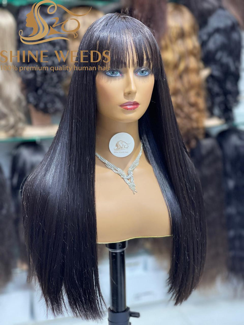 Long Silky Straight Hair with Bangs Natural hair Wig Super Model Style 24inch 618