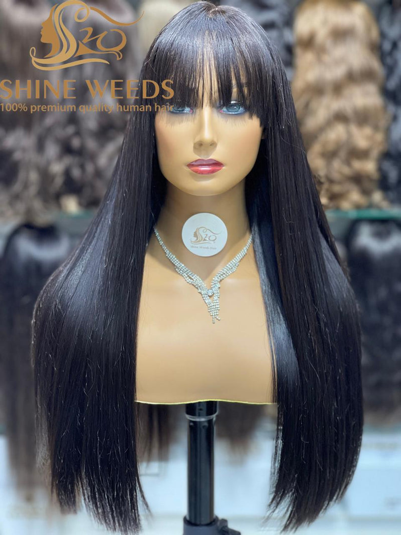 Long Silky Straight Hair with Bangs Natural hair Wig Super Model Style 24inch 618