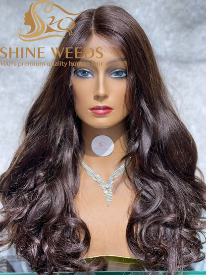 1253A Natural Hair wig Wavy Medium Long