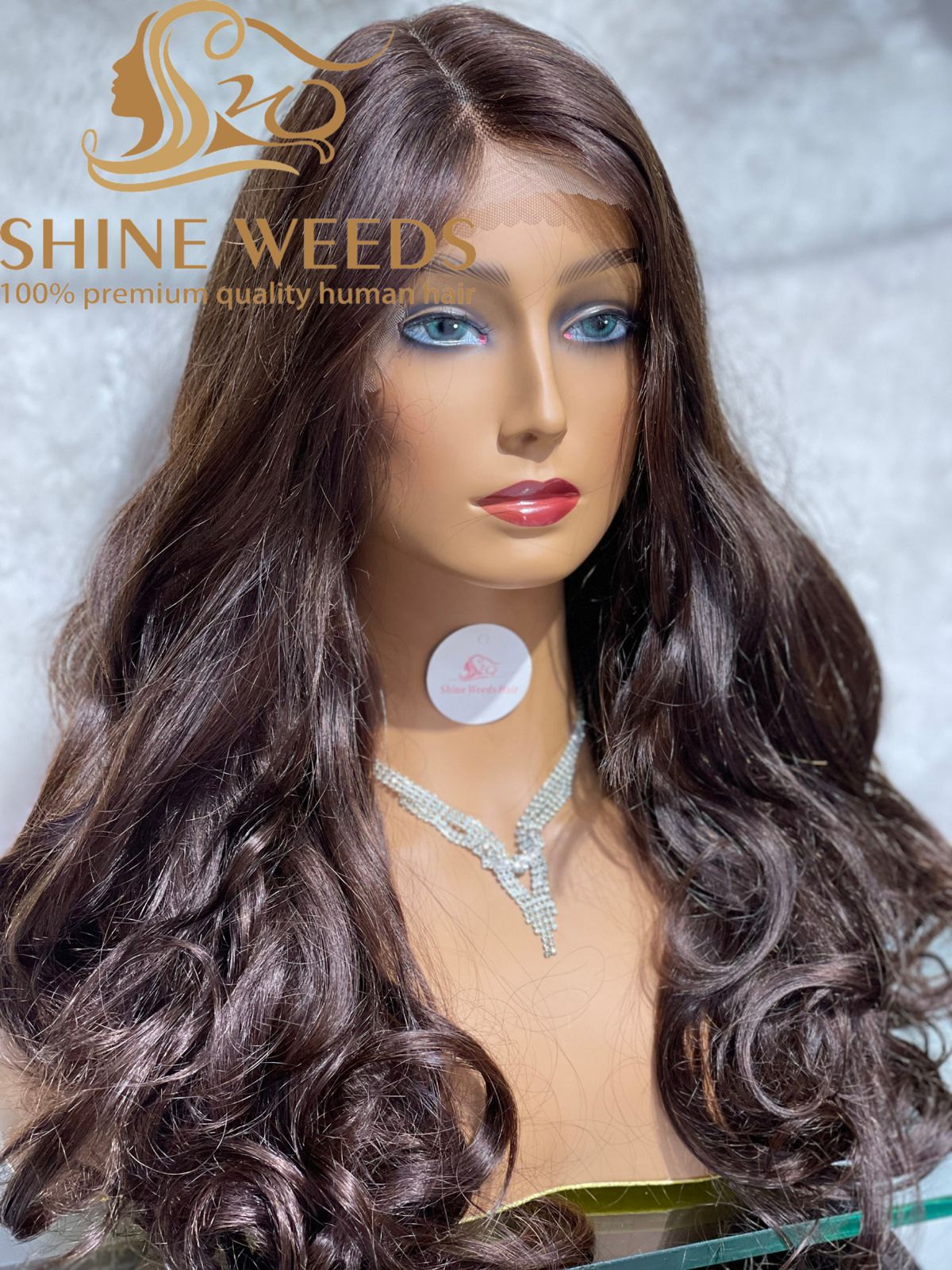 1253A Natural Hair wig Wavy Medium Long