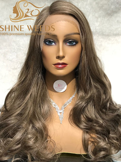 1253A Natural Hair wig Wavy Medium Long