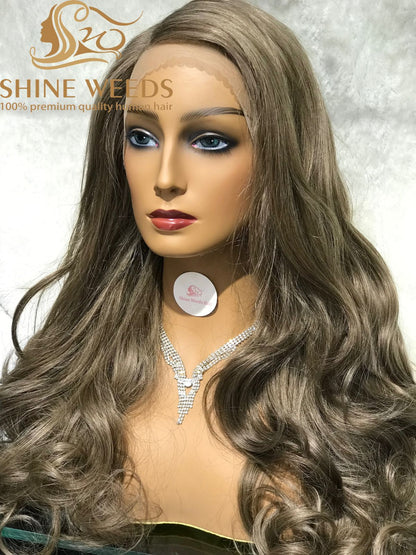 1253A Natural Hair wig Wavy Medium Long