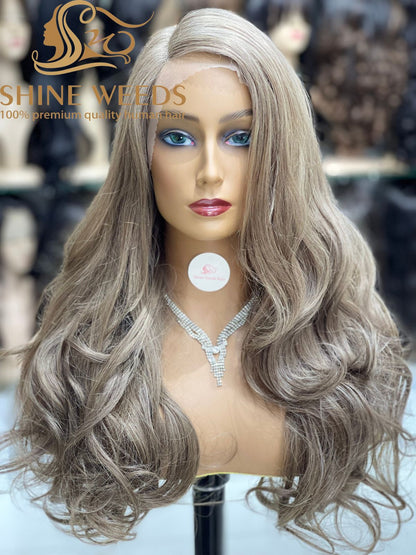 1253A Natural Hair wig Wavy Medium Long