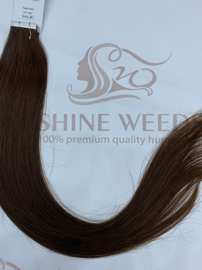 Shine Weeds Tape In Virgin Human Hair Extensions 100% Remy Human Hair 20 pieces 24″-26" 40g