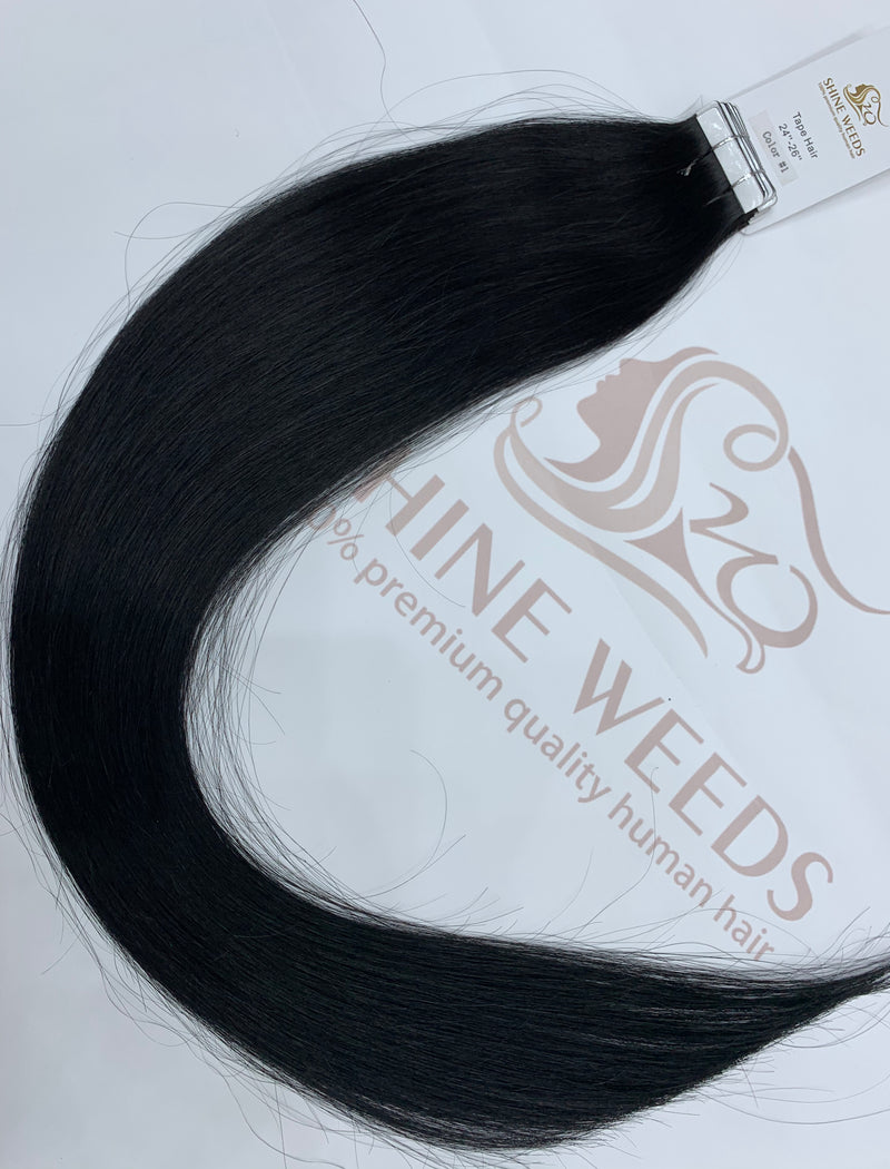 Shine Weeds Tape In Virgin Human Hair Extensions 100% Remy Human Hair 20 pieces 24″-26" 40g