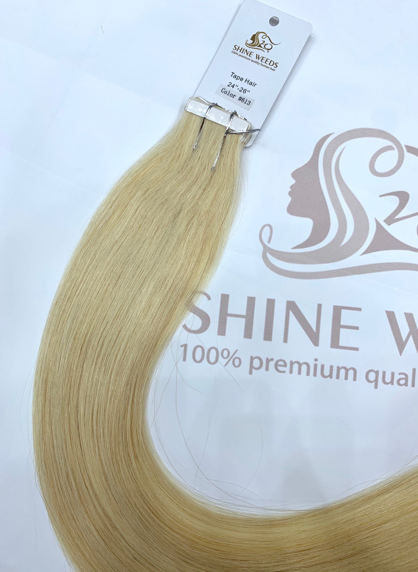Shine Weeds Tape In Virgin Human Hair Extensions 100% Remy Human Hair 20 pieces 24″-26" 40g