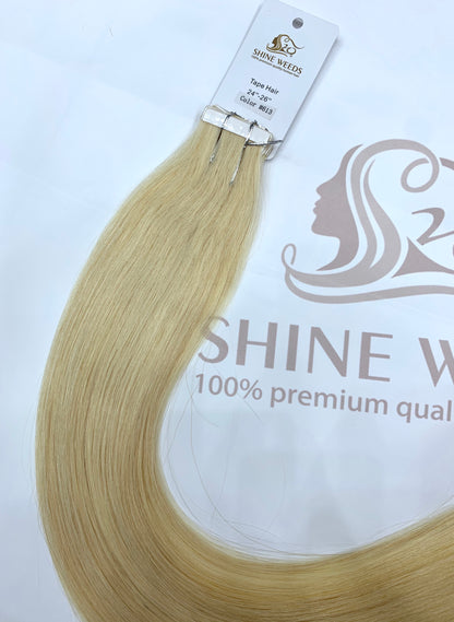 Shine Weeds Tape In Virgin Human Hair Extensions 100% Remy Human Hair 20 pieces 24″-26" 40g