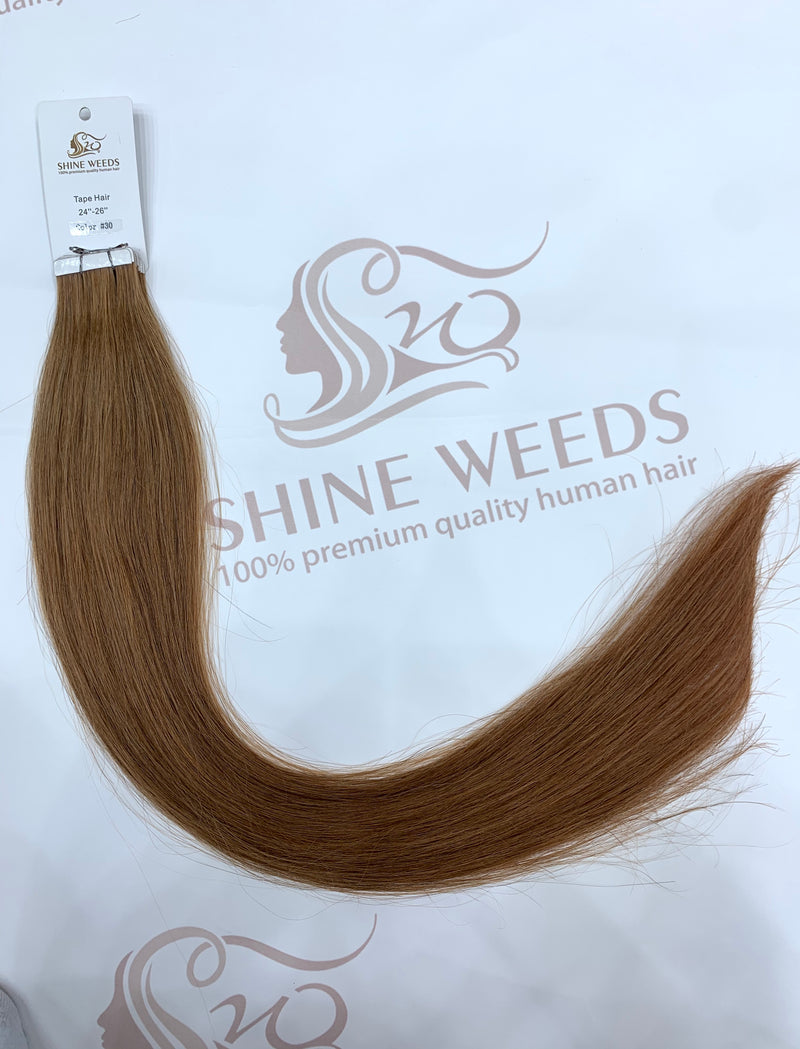 Shine Weeds Tape In Virgin Human Hair Extensions 100% Remy Human Hair 20 pieces 24″-26" 40g