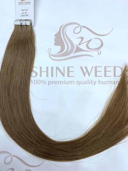 Shine Weeds Tape In Virgin Human Hair Extensions 100% Remy Human Hair 20 pieces 24″-26" 40g