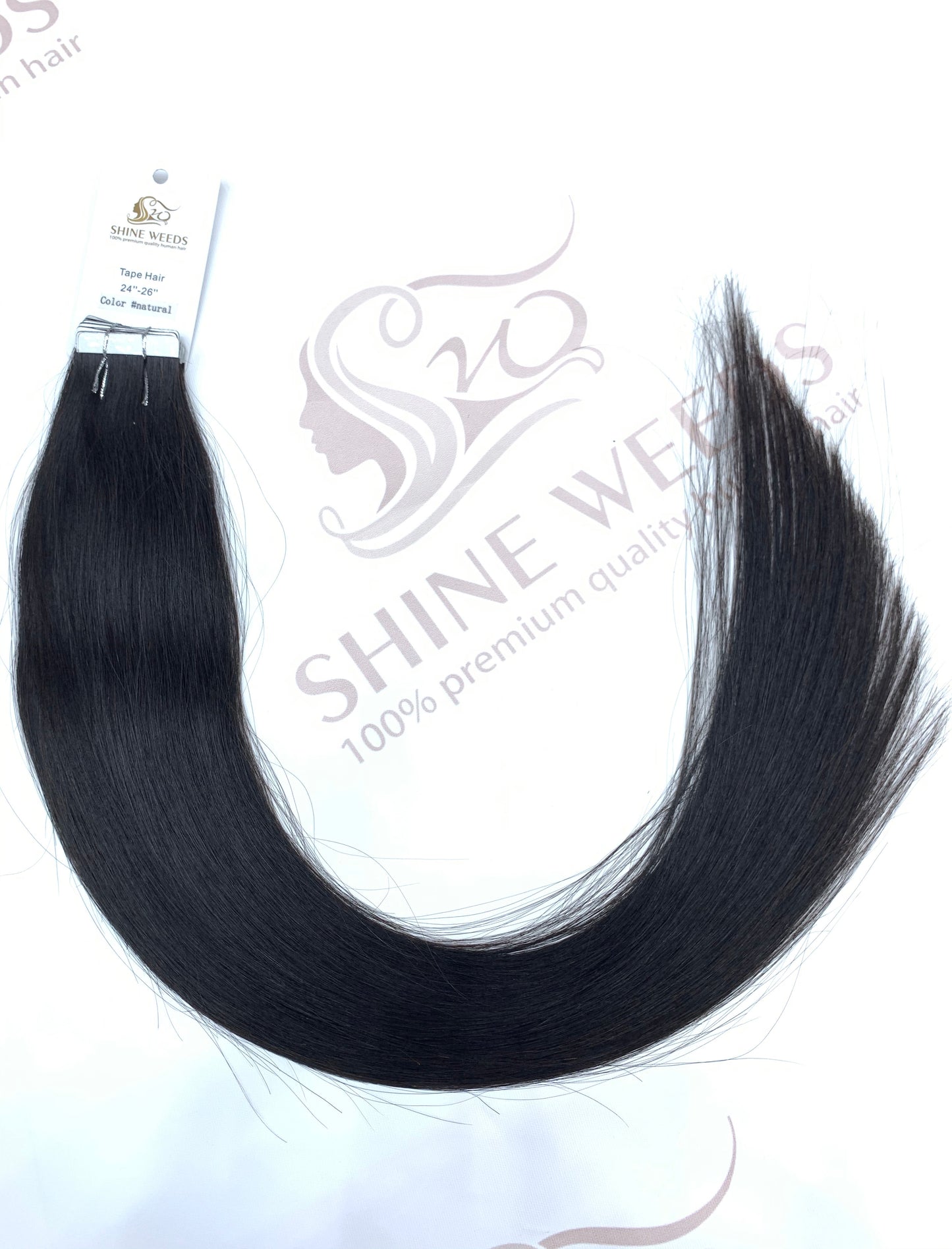 Shine Weeds Tape In Virgin Human Hair Extensions 100% Remy Human Hair 20 pieces 24″-26" 40g