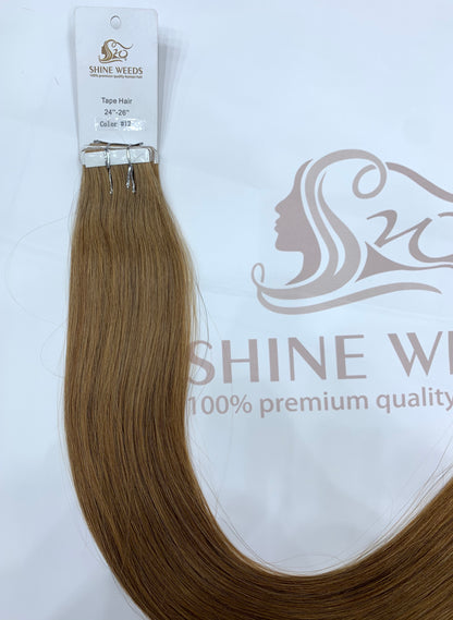 Shine Weeds Tape In Virgin Human Hair Extensions 100% Remy Human Hair 20 pieces 24″-26" 40g