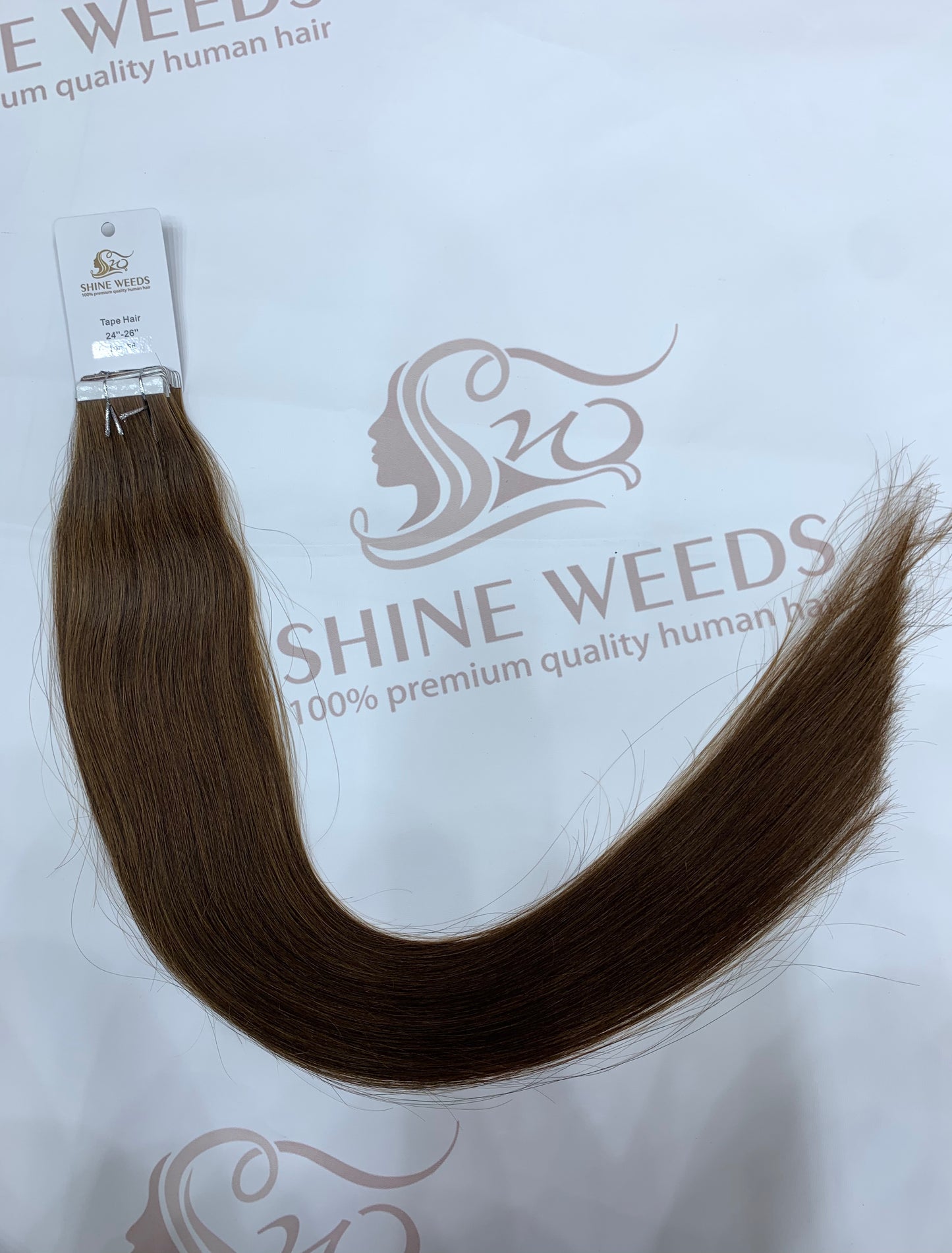 Shine Weeds Tape In Virgin Human Hair Extensions 100% Remy Human Hair 20 pieces 24″-26" 40g